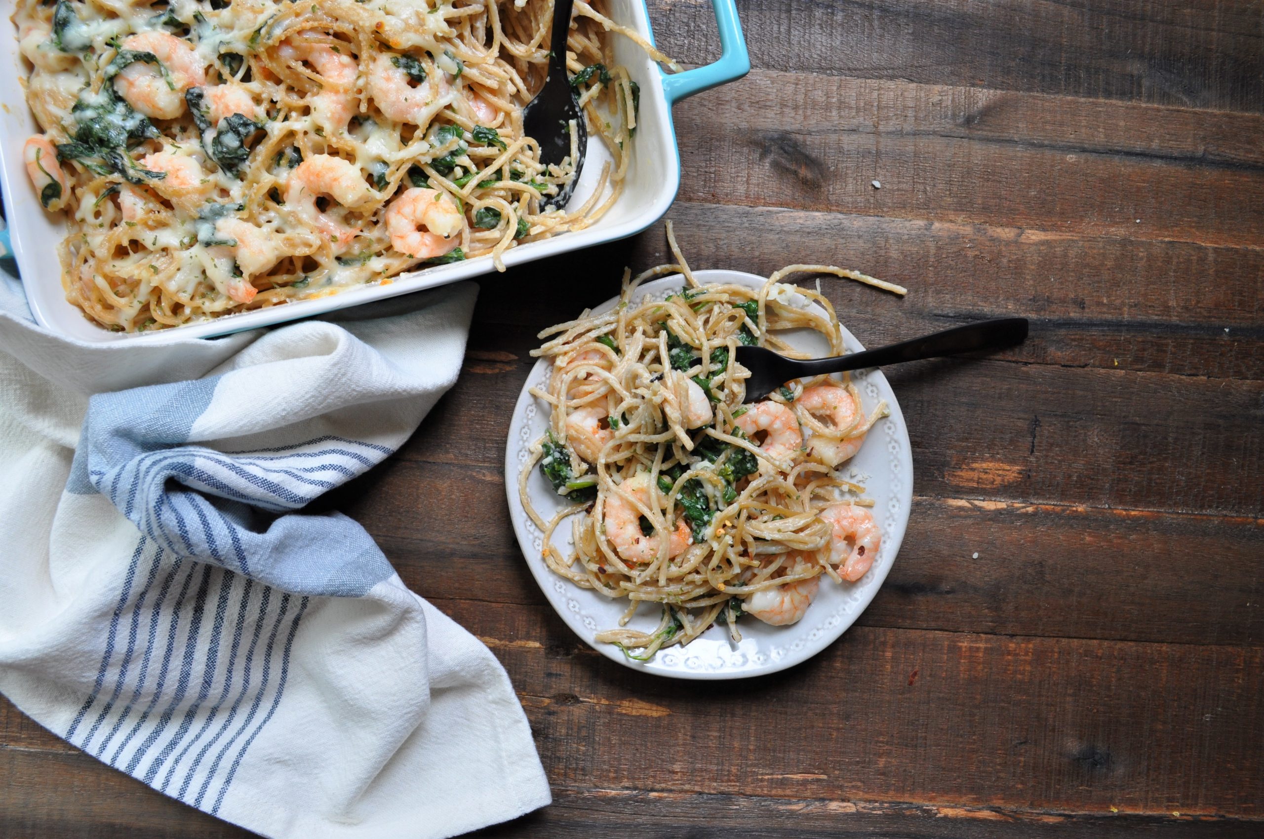 Garlic Shrimp & Spinach Alfredo Bake — Featherstone Nutrition