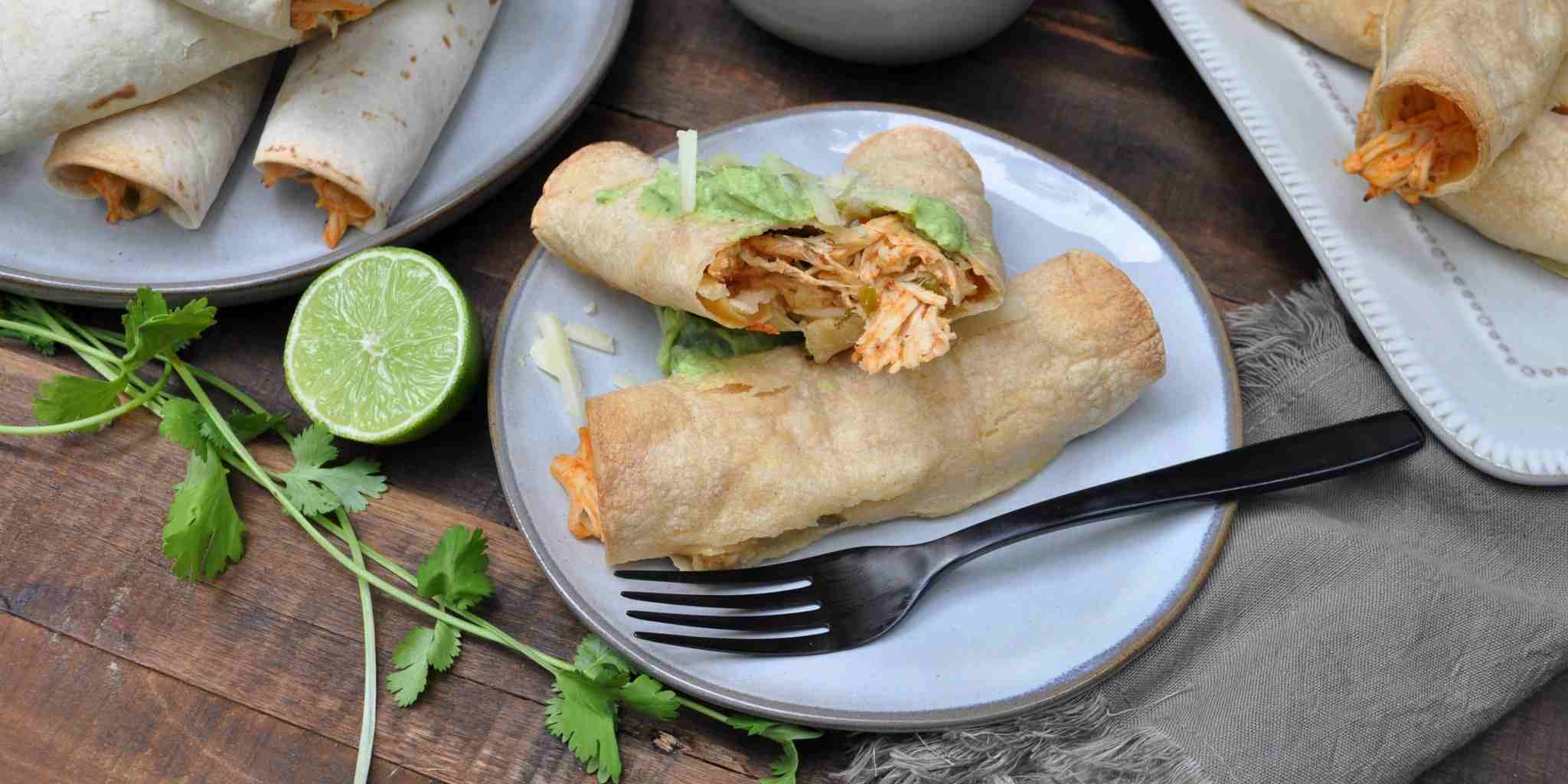 Baked Chicken Taquitos with Avocado Sauce — Featherstone Nutrition