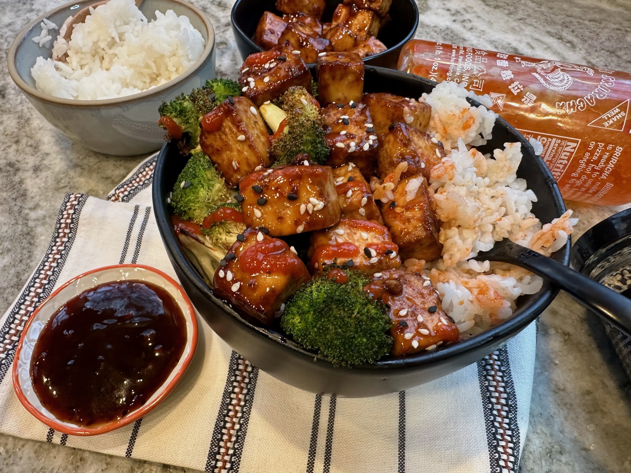 Air Fryer Sriracha Tofu Bowls — Featherstone Nutrition